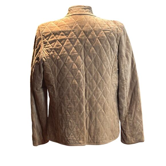 VTG Y2K Ann Taylor Quilted Suede Jacket, Zip Front, Tan, Size Large, EUC - Picture 2 of 3